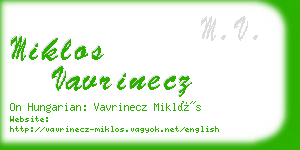 miklos vavrinecz business card